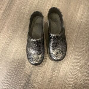 Dansko Black and Silver Platform Shoes